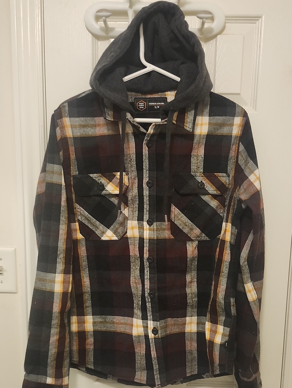 West Fory Nine Hooded Flannel Mens Size Small, S